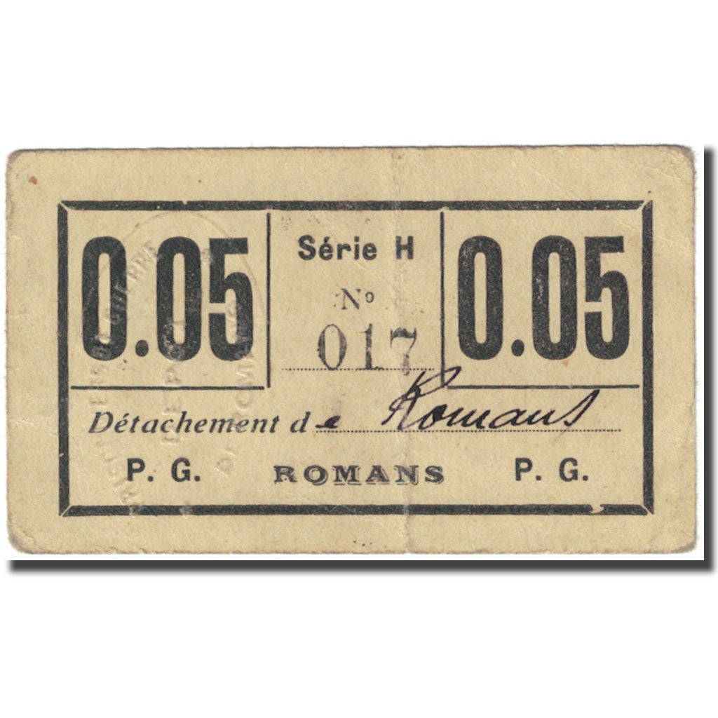 France, Romans, 5 Centimes, 1914-1921, Prisonniers de Guerre, VF(20-25)