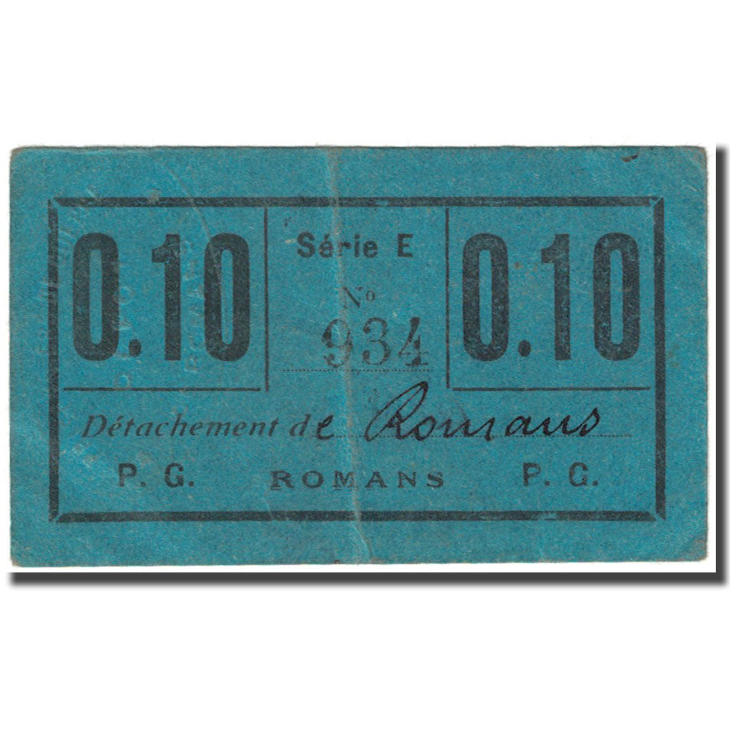 France, Romans, 10 Centimes, 1914-1921, Prisonniers de Guerre, VF(20-25)