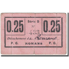 France, Romans, 25 Centimes, 1914-1921, Prisonniers de Guerre, VG(8-10)