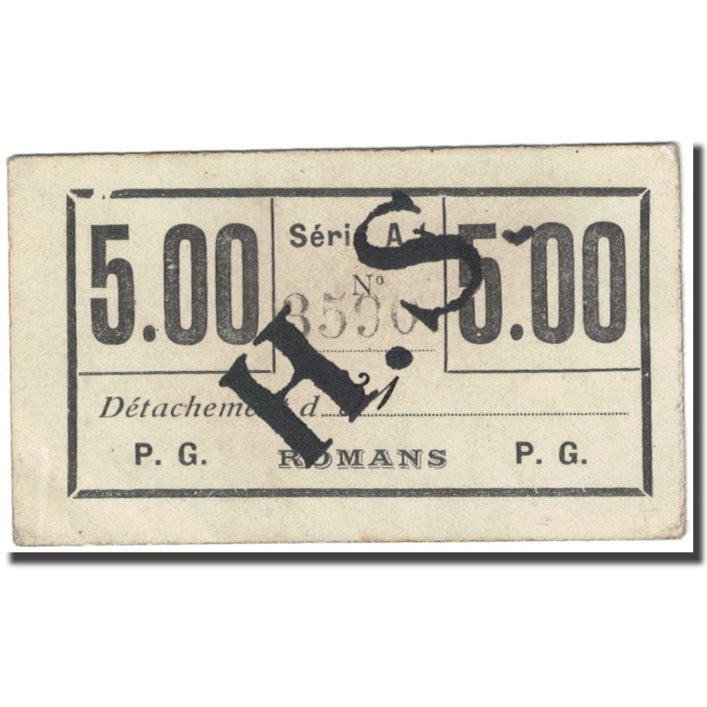 France, Romans, 5 Francs, 1914-1921, Prisonniers de Guerre, EF(40-45)