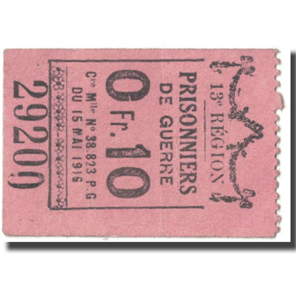 Francia, Chagnat-en-Limagne, 10 Centimes, 1916, Prisonniers de Guerre, EBC