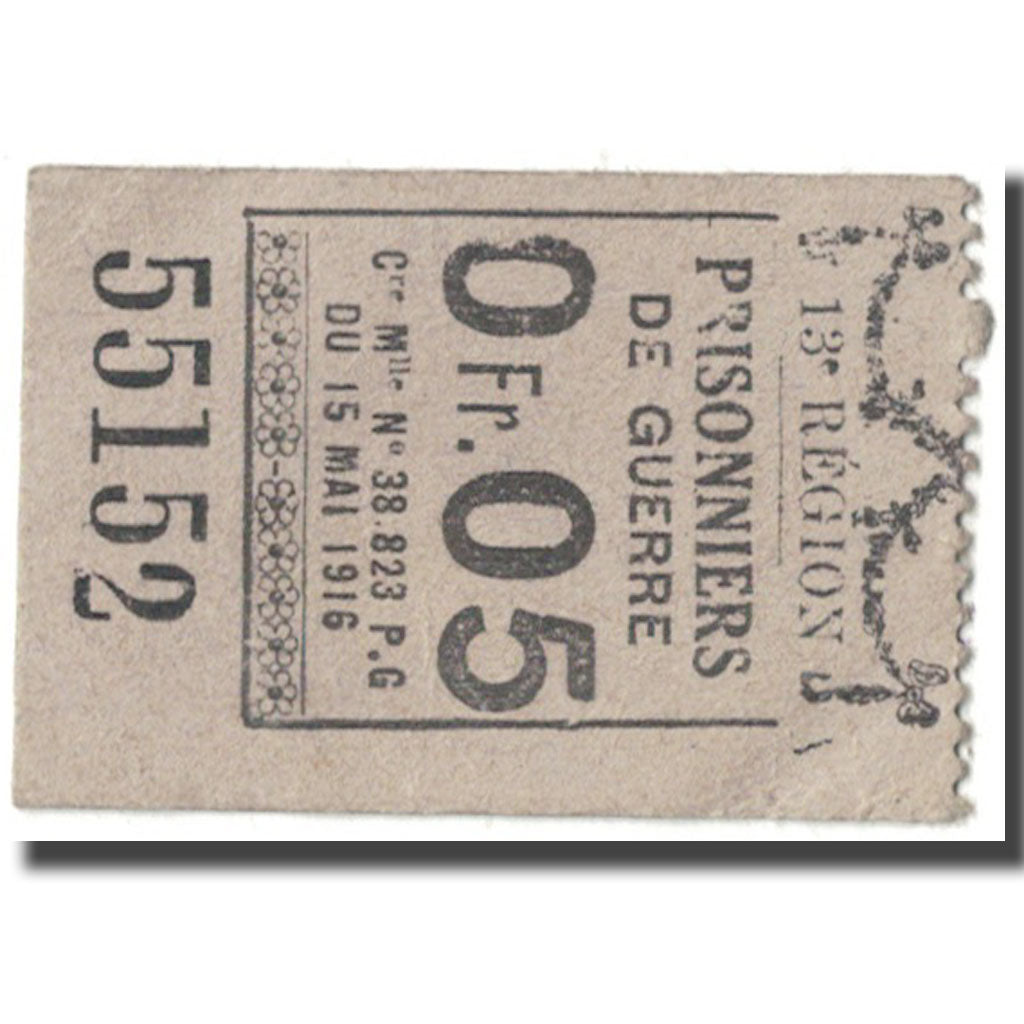 France, Chagnat-en-Limagne, 5 Centimes, 1916, Prisonniers de Guerre, SUP