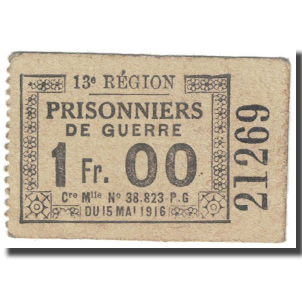 Francia, Chagnat-en-Limagne, 1 Franc, 1916, Prisonniers de Guerre, BB