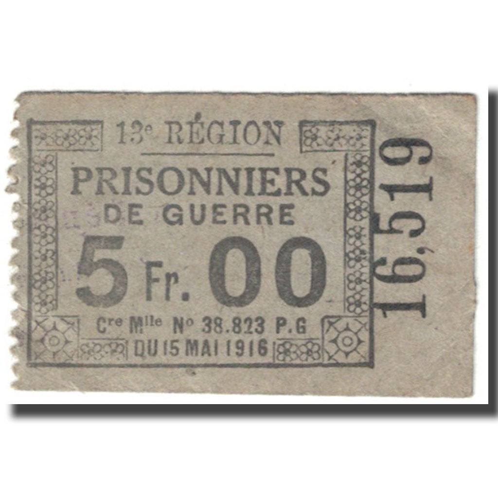 Francia, Chagnat-en-Limagne, 5 Francs, 1916, Prisonniers de Guerre, BC