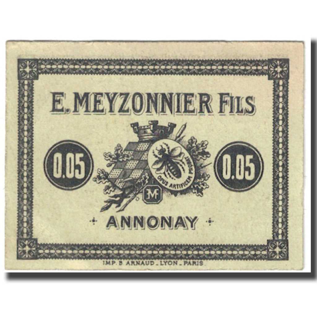 France, Annonay, 5 Centimes, 1914-1925, E. Meyzonnier Fils., EF(40-45)