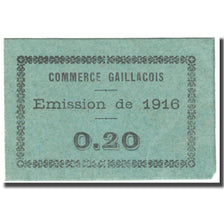 France, Gaillac, 20 Centimes, 1916, Commerce Gaillaçois, EF(40-45), Pirot:81-68