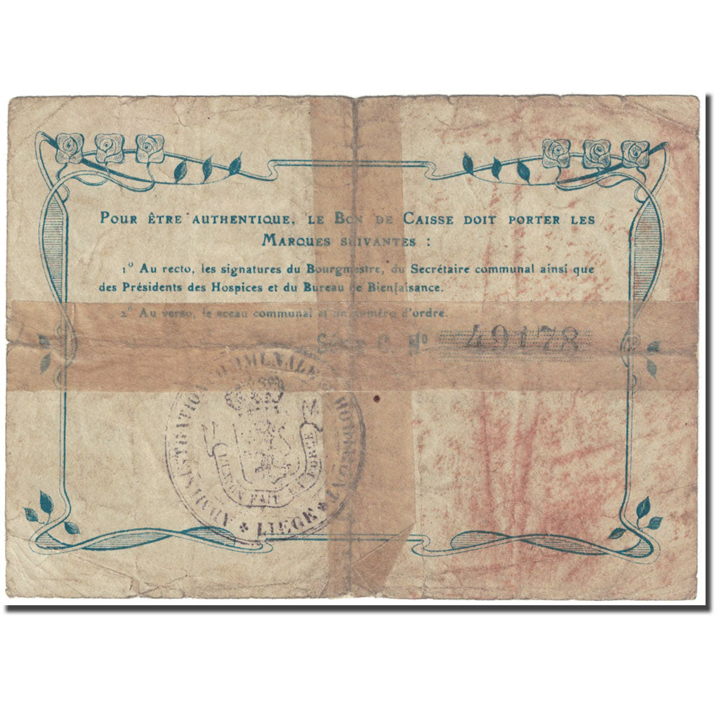 Banknote, Belgium, Hodimont, 1 Franc, Bon de Caisse, 1915, 1915-06-30, Bon de