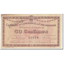 France, Carcassonne, 50 Centimes, 1914, Chambre de commerce / Annulé