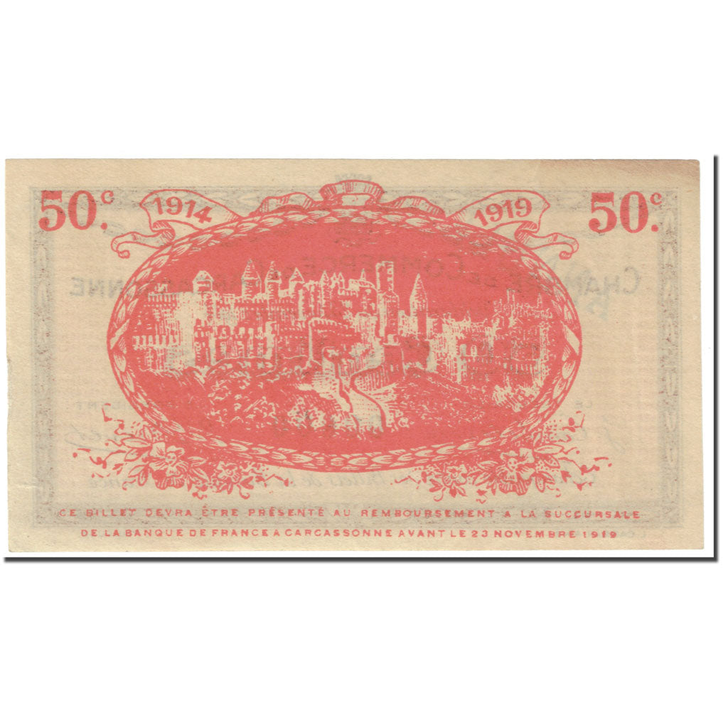 France, Carcassonne, 50 Centimes, 1914, Chambre de commerce / Annulé