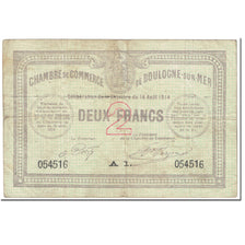 France, Boulogne-sur-Mer, 2 Francs, 1914, Chambre de Commerce, VF(20-25)
