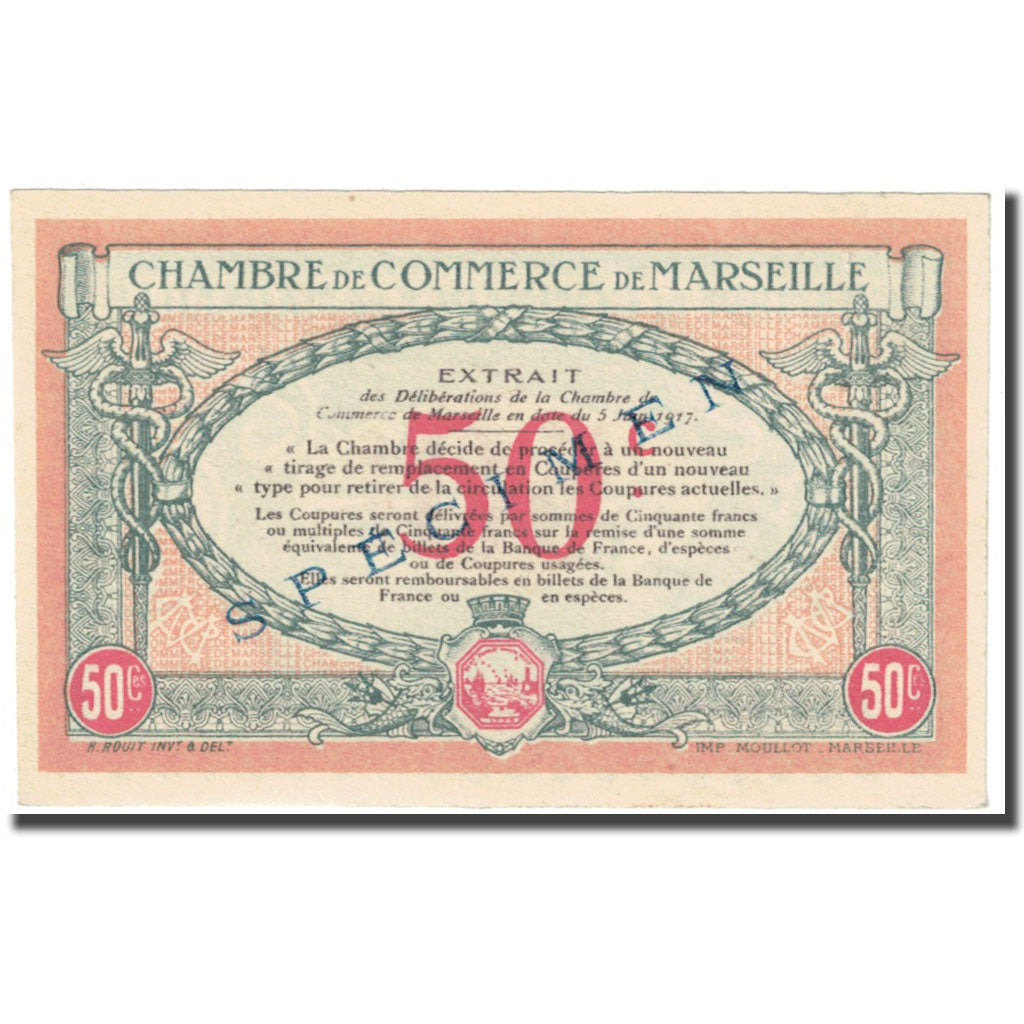 France, Marseille, 50 Centimes, 1917, Chambre de commerce / Specimen