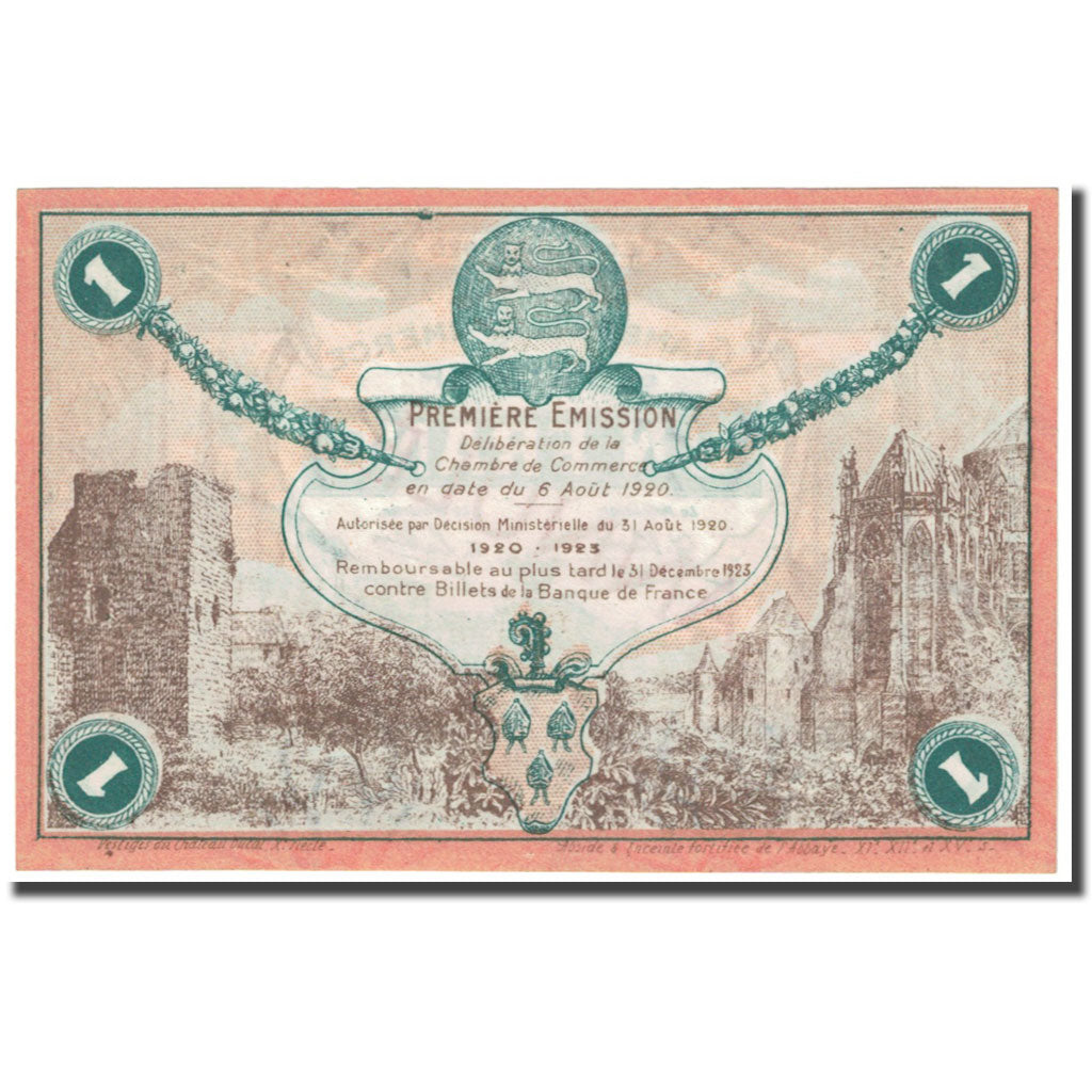 Francia, Fécamp, 1 Franc, 1920, Chambre de commerce / Annulé, UNC, Pirot:58-4