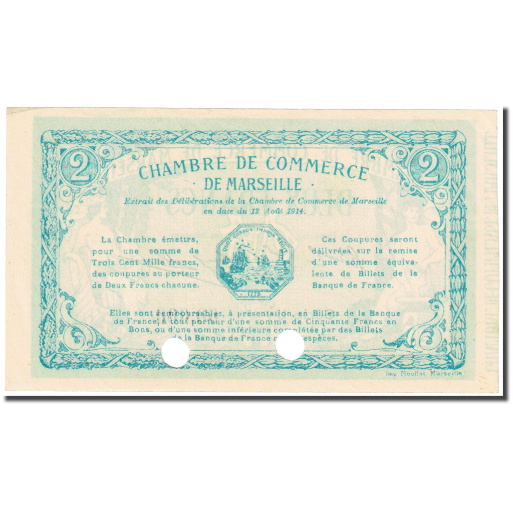 França, Marseille, 2 Francs, 1914, Chambre de commerce / Specimen, UNC(63)