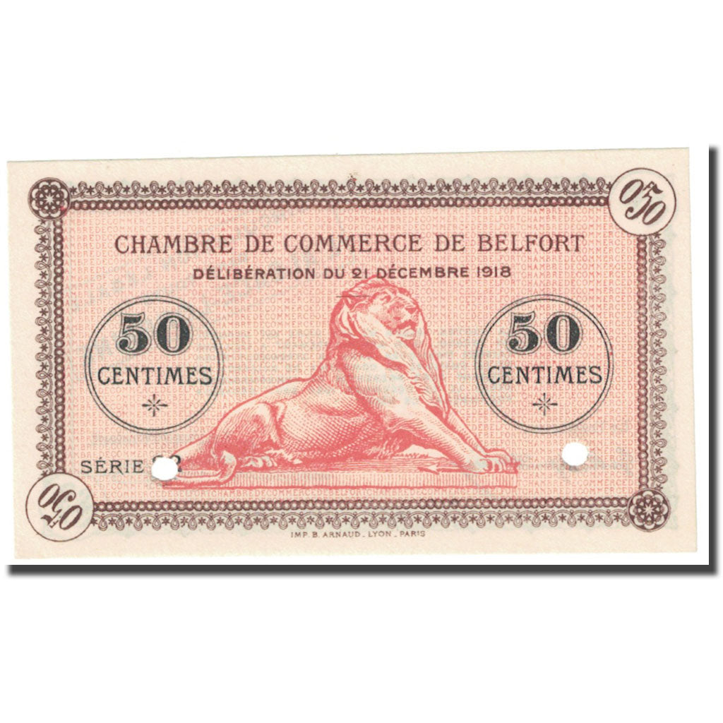 Francja, Belfort, 50 Centimes, 1918, Chambre de commerce / Annulé, UNC(65-70)