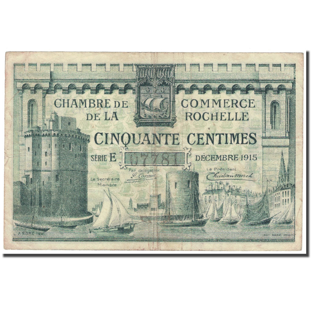 France, La Rochelle, 50 Centimes, 1920, Chambre de Commerce, VF(20-25)