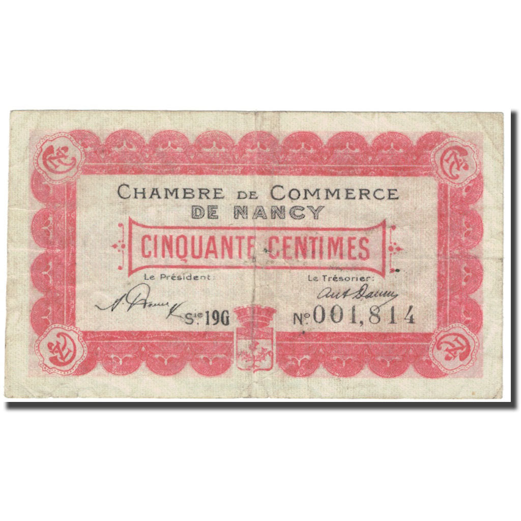 France, Nancy, 50 Centimes, 1920, Chambre de Commerce, VF(20-25), Pirot:87-37