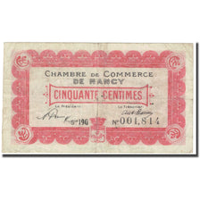 France, Nancy, 50 Centimes, 1920, Chambre de Commerce, VF(20-25), Pirot:87-37