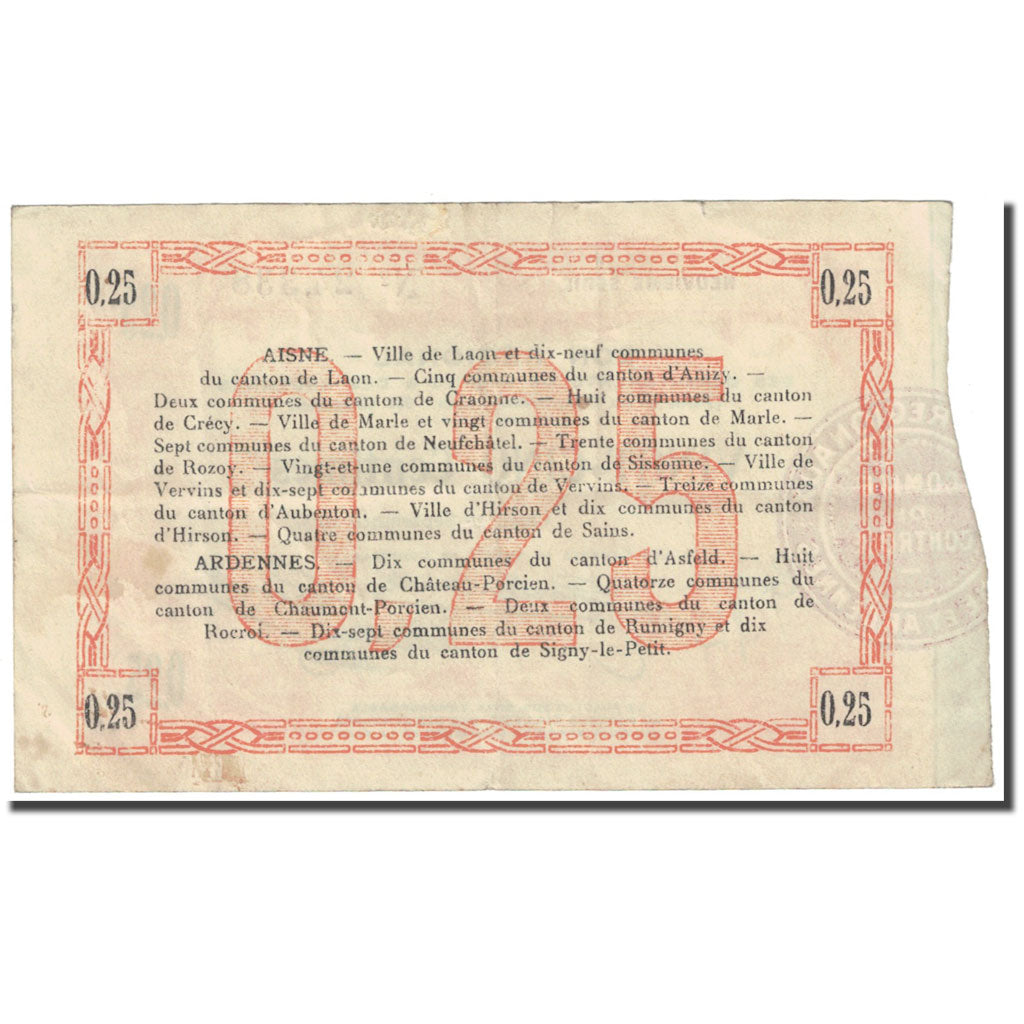 France, Laon, 25 Centimes, 1913, EF(40-45), Pirot:02-1300