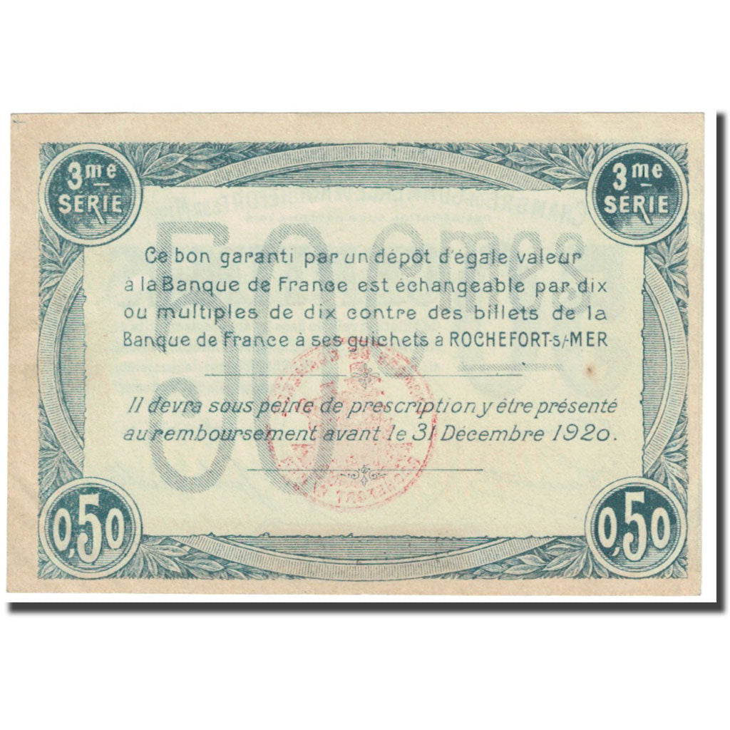 France, Rochefort-sur-Mer, 50 Centimes, 1915, Chambre de Commerce, AU(55-58)