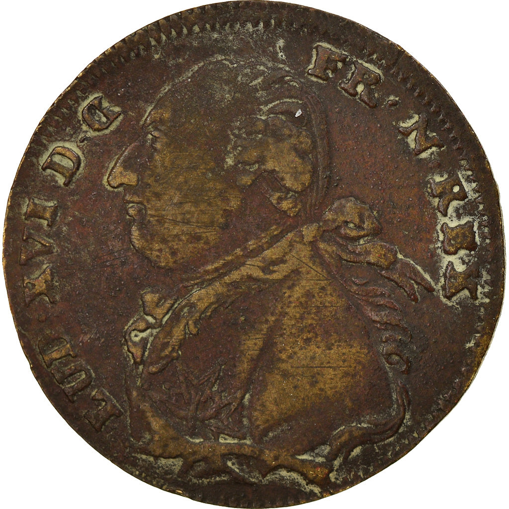 France, Token, Statue de Louis XVI à Bordeaux, History, 1792, VF(30-35), Brass