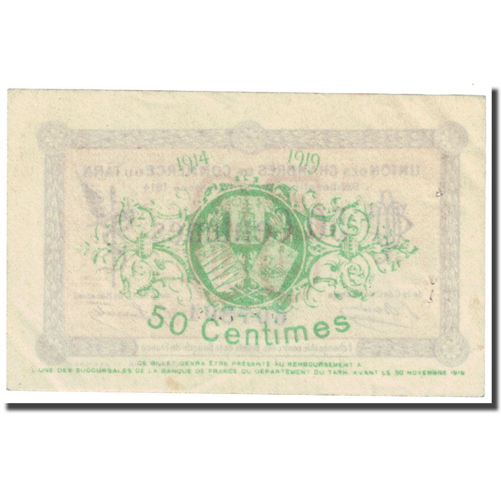 France, Albi, Castres, Mazamet, 50 Centimes, 1914, Chambre de Commerce