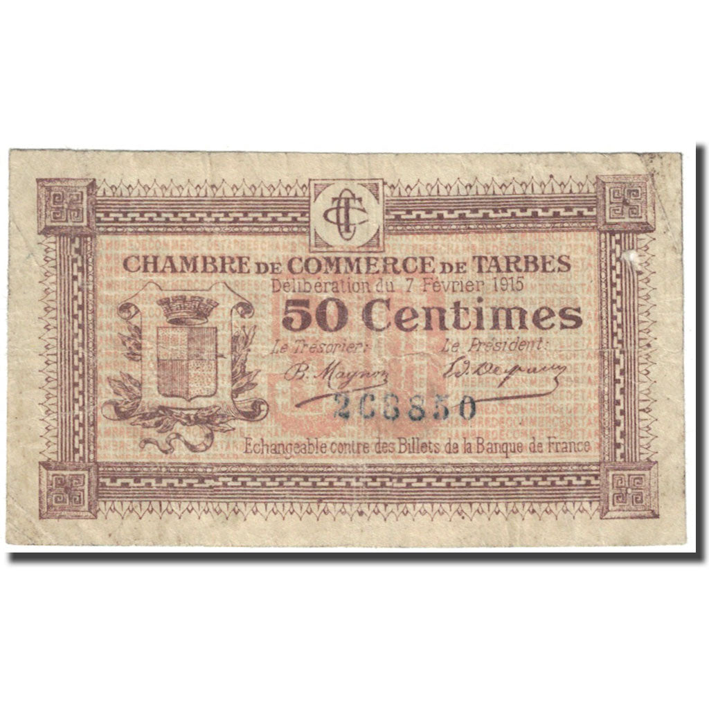 France, Tarbes, 50 Centimes, 1915, Chambre de Commerce, VF(20-25), Pirot:120-1