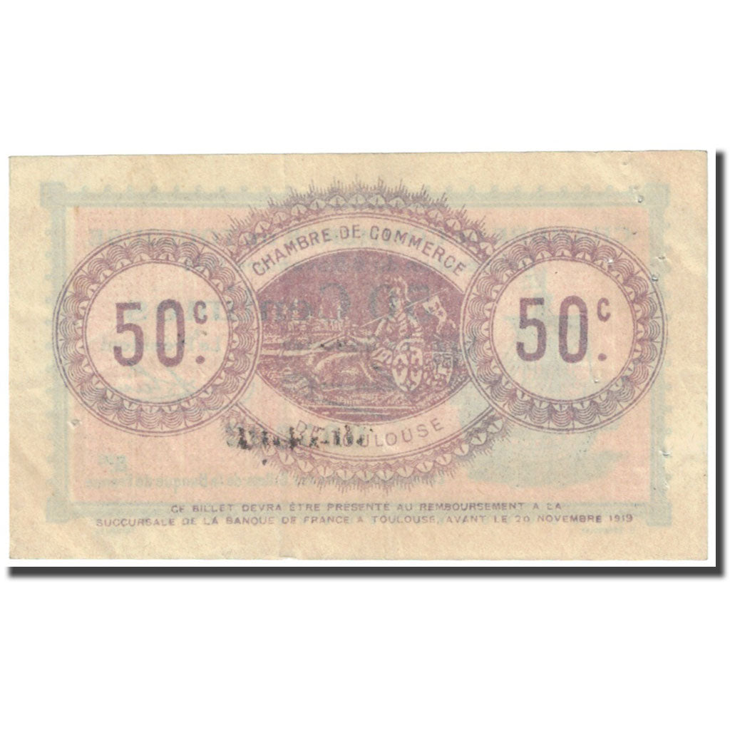 France, Toulouse, 50 Centimes, 1914, Chambre de Commerce, EF(40-45)