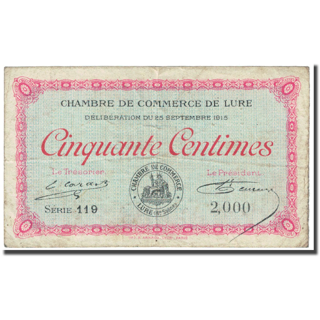 Frankreich, Lure, 50 Centimes, 1915, Chambre de Commerce, SGE, Pirot:76-1