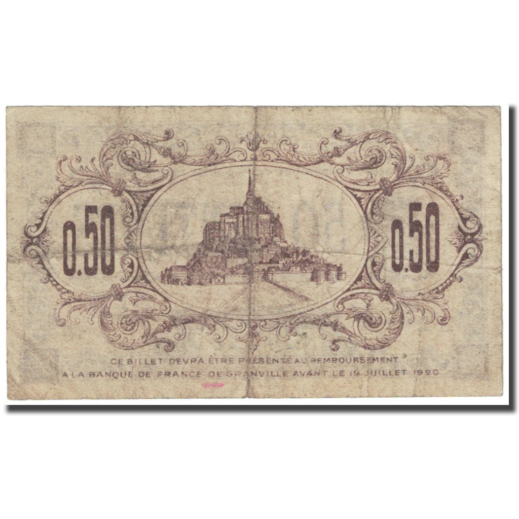 França, Granville, 50 Centimes, 1915, Chambre de Commerce, VF(20-25)