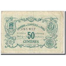 France, Le Mans, 50 Centimes, 1915, Chambre de Commerce, VF(20-25), Pirot:69-01
