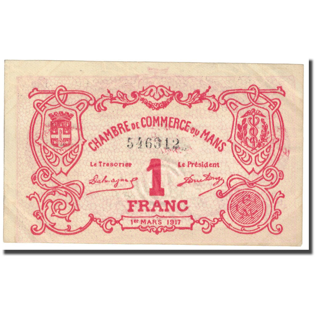 Frankreich, Le Mans, 1 Franc, 1917, Chambre de Commerce, VZ, Pirot:69-12