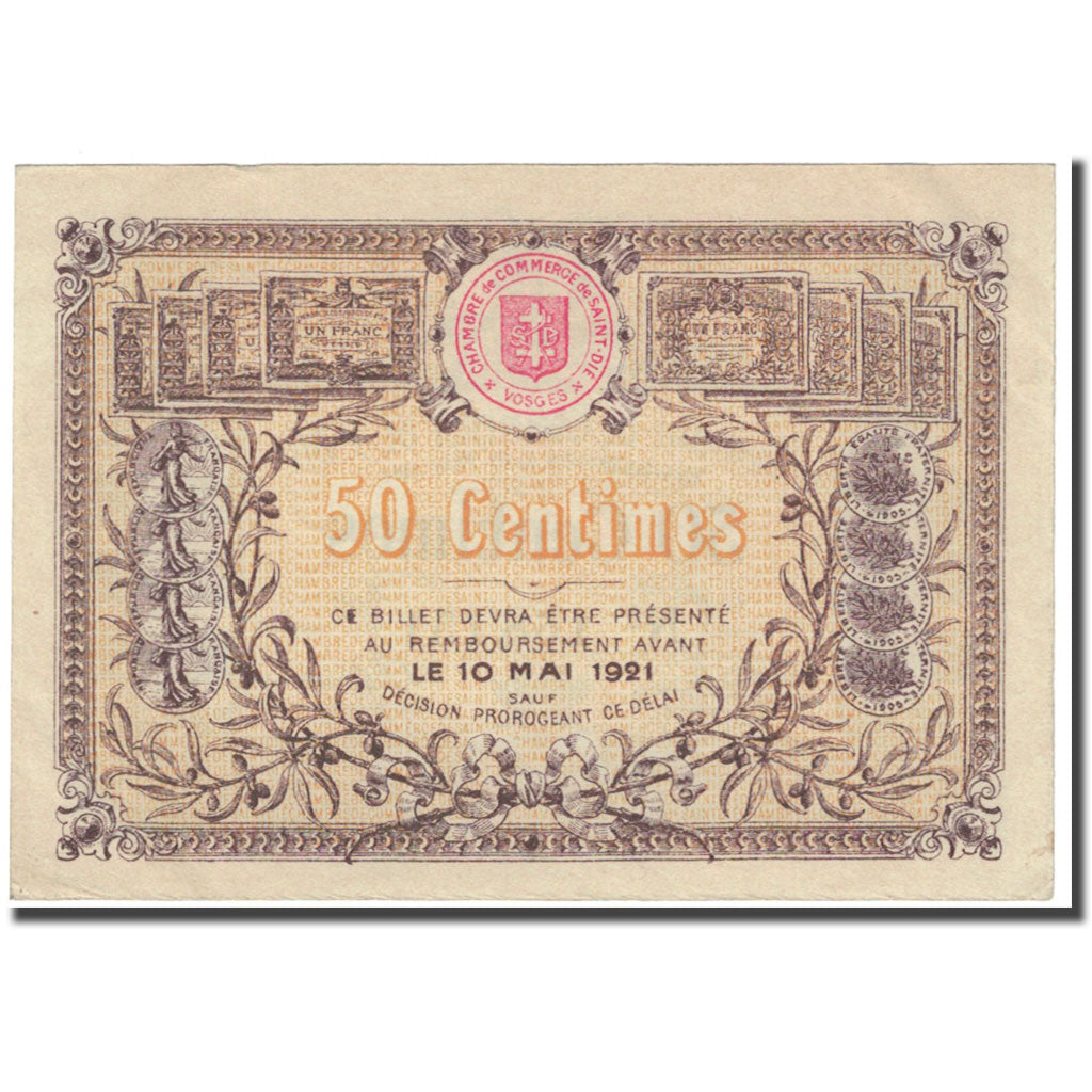 France, Saint-Dié, 50 Centimes, 1916, Chambre de Commerce, AU(55-58)