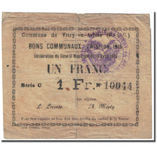 France, Vitry-En-Artois, 1 Franc, 1915, Bons Communaux, AG(1-3), Pirot:62.1315