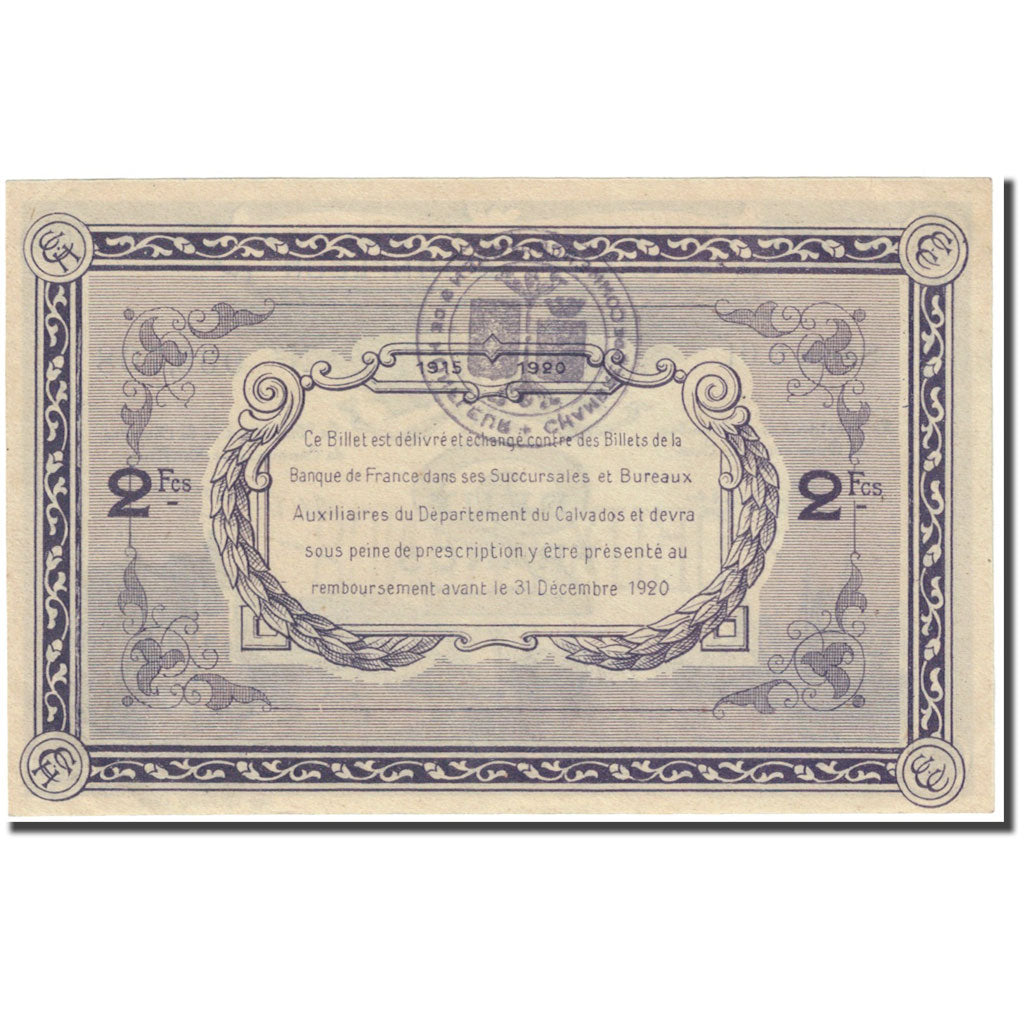 França, Caen et Honfleur, 2 Francs, Chambre de Commerce, UNC(65-70)
