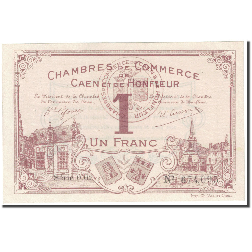 Francia, Caen et Honfleur, 1 Franc, 1915, Chambre de Commerce, SPL-, Pirot:34-1