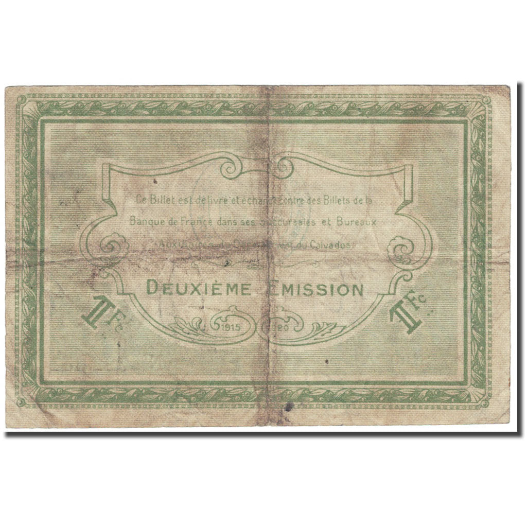 France, Caen et Honfleur, 1 Franc, 1915, Chambre de Commerce, VF(20-25)