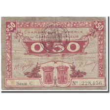 France, Caen et Honfleur, 50 Centimes, 1920, Chambre de Commerce, VF(20-25)