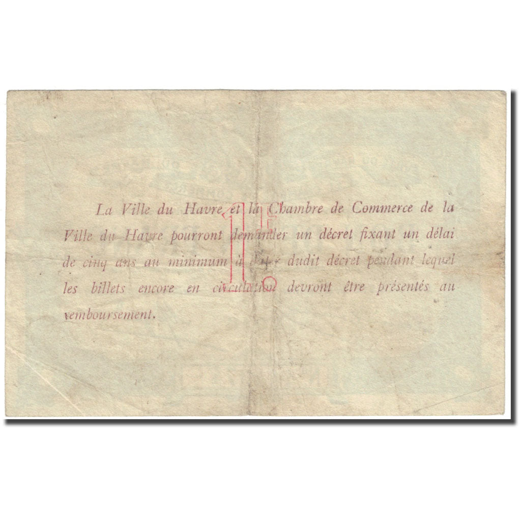 France, Le Havre, 1 Franc, 1916, Chambre de commerce / Bon de, VF(20-25)