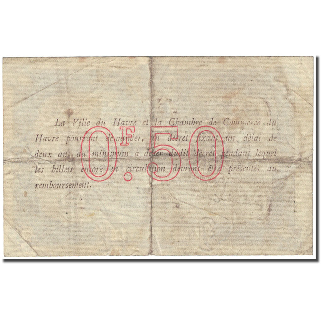 Francia, Le Havre, 50 Centimes, 1917, Chambre de Commerce, MB, Pirot:68-17