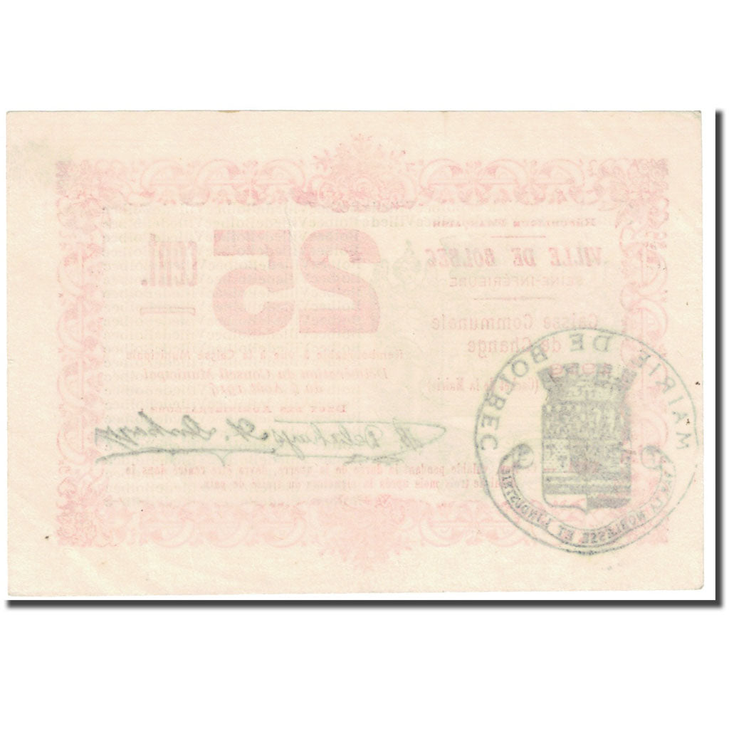 France, Bolbec, 25 Centimes, 1916, Caisse Communale de Change, AU(55-58)