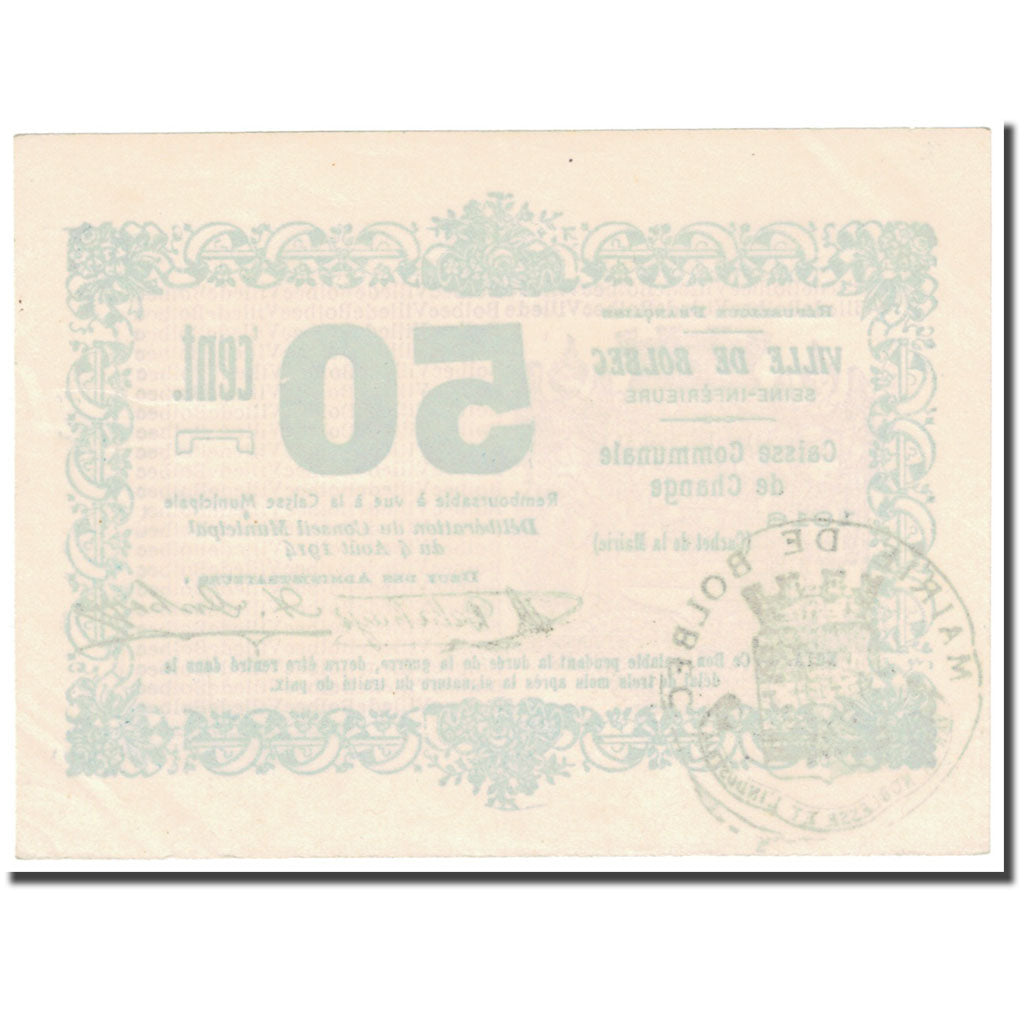 France, Bolbec, 50 Centimes, 1916, Caisse Communale de Change, UNC(63)
