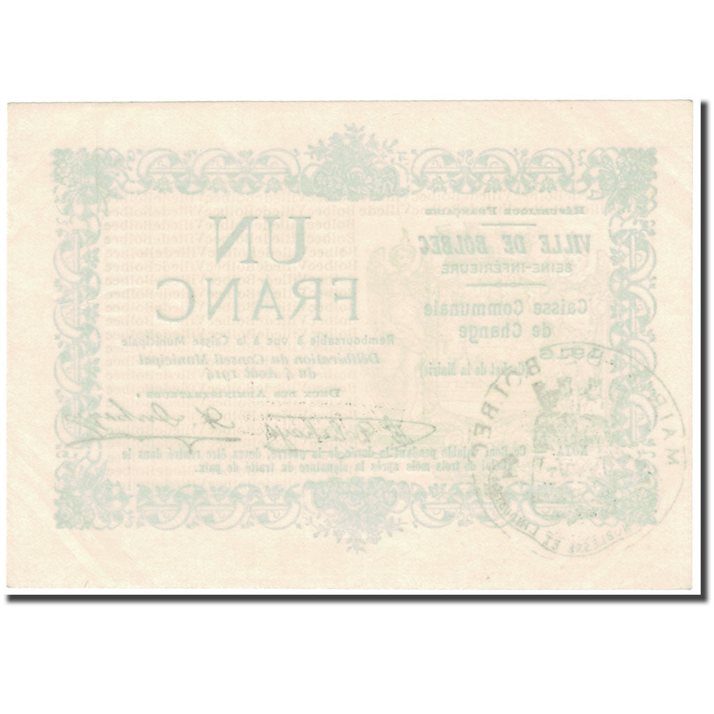 France, Bolbec, 1 Franc, 1916, Caisse Communale de Change, UNC(65-70)