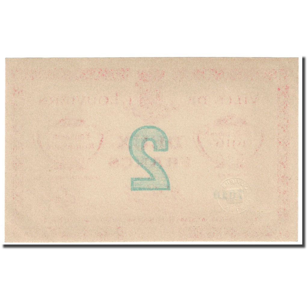 France, Louviers, 2 Francs, 1916, Emission Municipale, UNC(65-70), Pirot:27-19