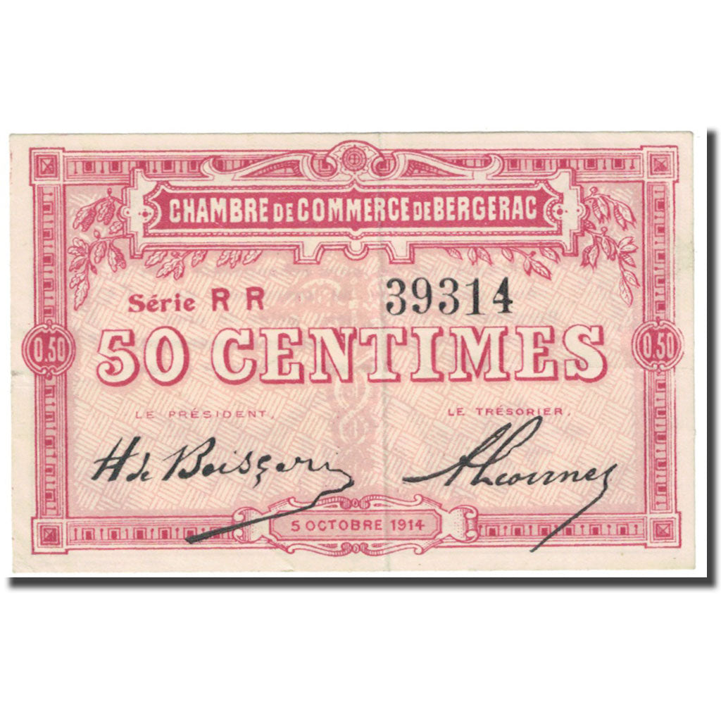 France, Bergerac, 50 Centimes, 1914, Chambre de Commerce, EF(40-45), Pirot:24-12