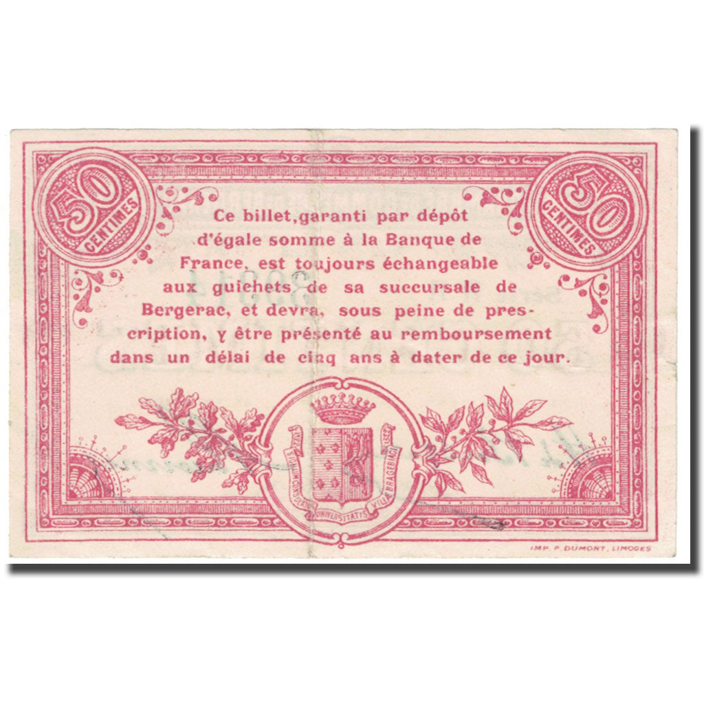France, Bergerac, 50 Centimes, 1914, Chambre de Commerce, EF(40-45), Pirot:24-12