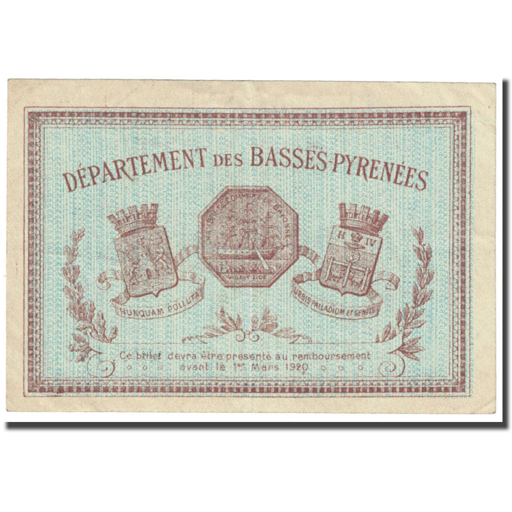 France, Bayonne, 50 Centimes, 1915, Chambre de Commerce, EF(40-45), Pirot:21-5