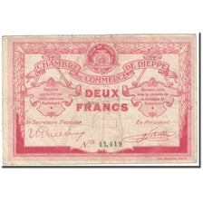 France, Dieppe, 2 Francs, 1918, Chambre de Commerce, TB, Pirot:52-7