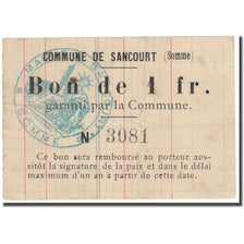 France, Sancourt, 1 Franc, 1916, Bon Communal, VF(20-25), Pirot:80-558
