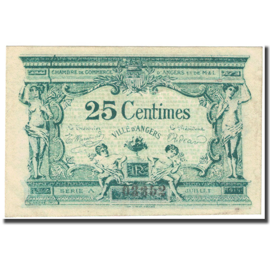 Francia, Angers, 25 Centimes, 1917, Chambre de Commerce, MBC, Pirot:08-4