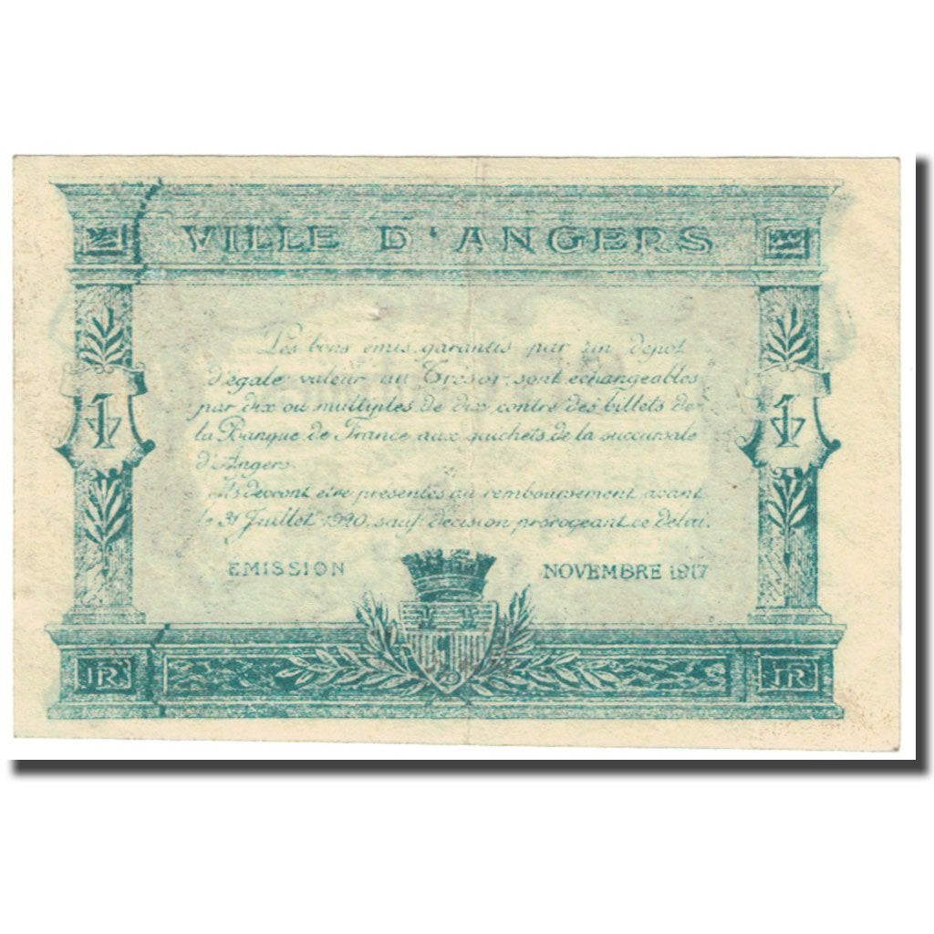 Francia, Angers, 25 Centimes, 1917, Chambre de Commerce, MBC, Pirot:08-4